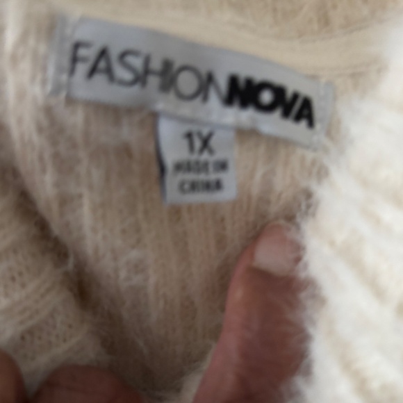 Cream color bodycon soft fur like dress. - Picture 2 of 2